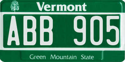 VT license plate ABB905