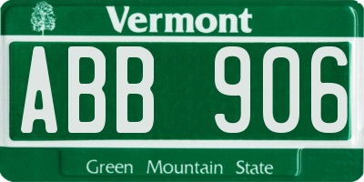 VT license plate ABB906