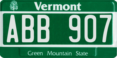 VT license plate ABB907