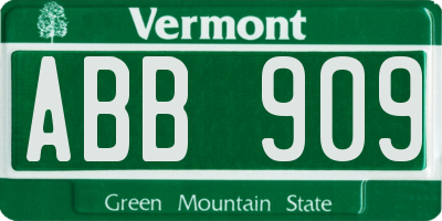 VT license plate ABB909