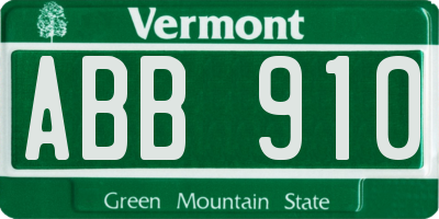 VT license plate ABB910