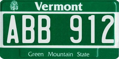 VT license plate ABB912