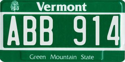 VT license plate ABB914