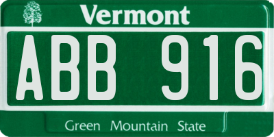 VT license plate ABB916