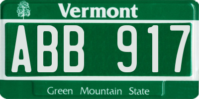 VT license plate ABB917