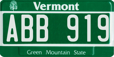 VT license plate ABB919