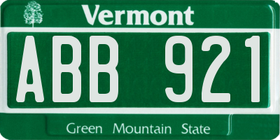 VT license plate ABB921