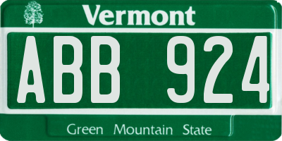 VT license plate ABB924