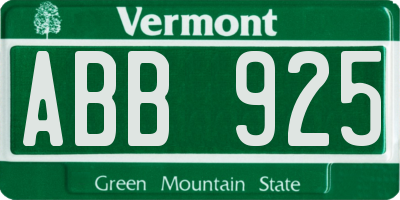 VT license plate ABB925