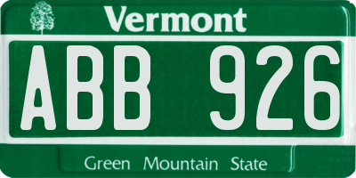 VT license plate ABB926