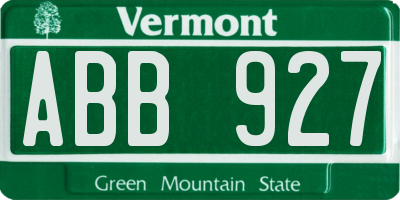 VT license plate ABB927