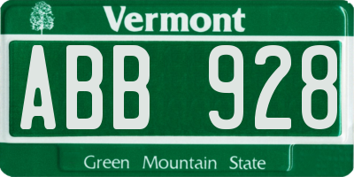 VT license plate ABB928