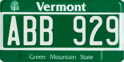 VT license plate ABB929