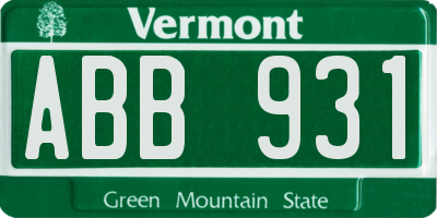 VT license plate ABB931