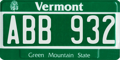 VT license plate ABB932