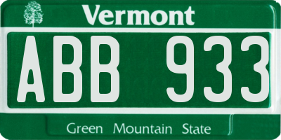 VT license plate ABB933