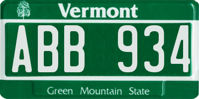 VT license plate ABB934