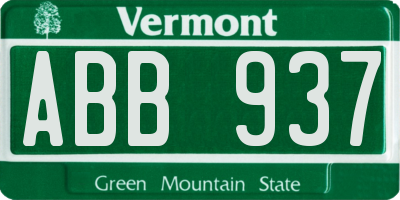 VT license plate ABB937