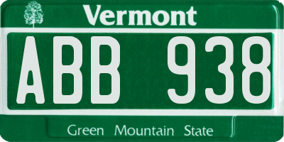 VT license plate ABB938