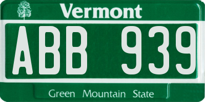 VT license plate ABB939