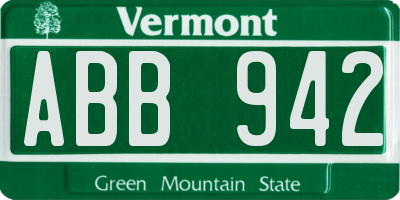 VT license plate ABB942