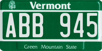 VT license plate ABB945