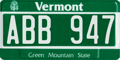 VT license plate ABB947