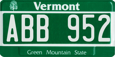 VT license plate ABB952