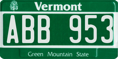 VT license plate ABB953