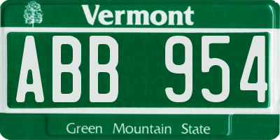 VT license plate ABB954