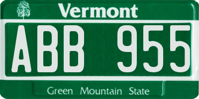 VT license plate ABB955