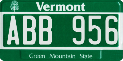 VT license plate ABB956