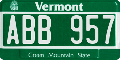 VT license plate ABB957