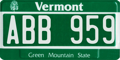 VT license plate ABB959