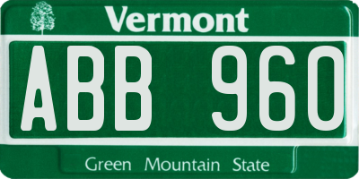 VT license plate ABB960