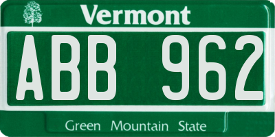 VT license plate ABB962