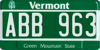 VT license plate ABB963