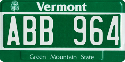 VT license plate ABB964