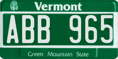 VT license plate ABB965