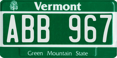 VT license plate ABB967