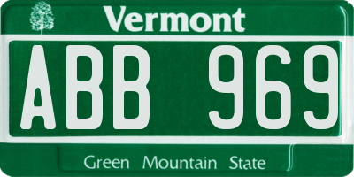 VT license plate ABB969