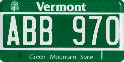 VT license plate ABB970