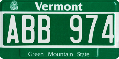 VT license plate ABB974