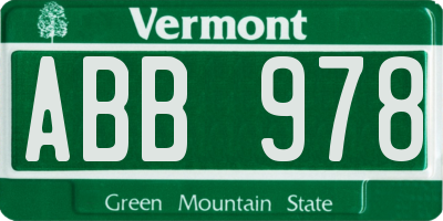 VT license plate ABB978