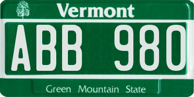 VT license plate ABB980