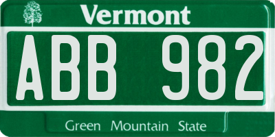 VT license plate ABB982