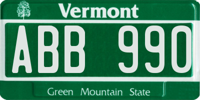 VT license plate ABB990