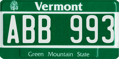 VT license plate ABB993