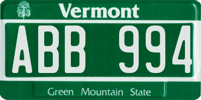 VT license plate ABB994