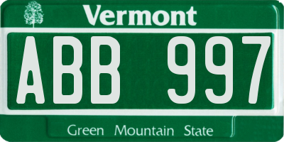 VT license plate ABB997